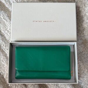 Status Anxiety Emerald Leather Clutch